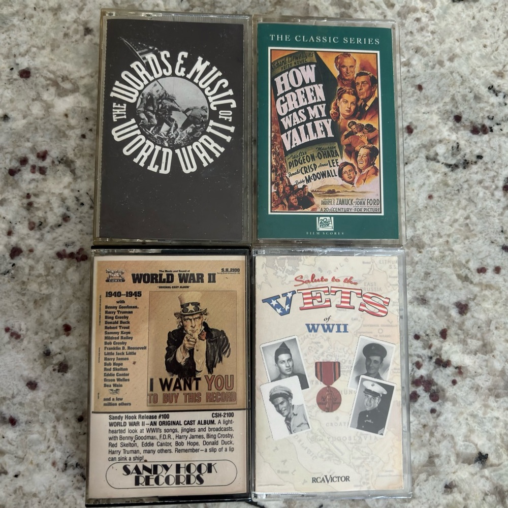 VTG 4 Cassette Tapes “How Green Was my Valley” World War 2, Veterans RCA